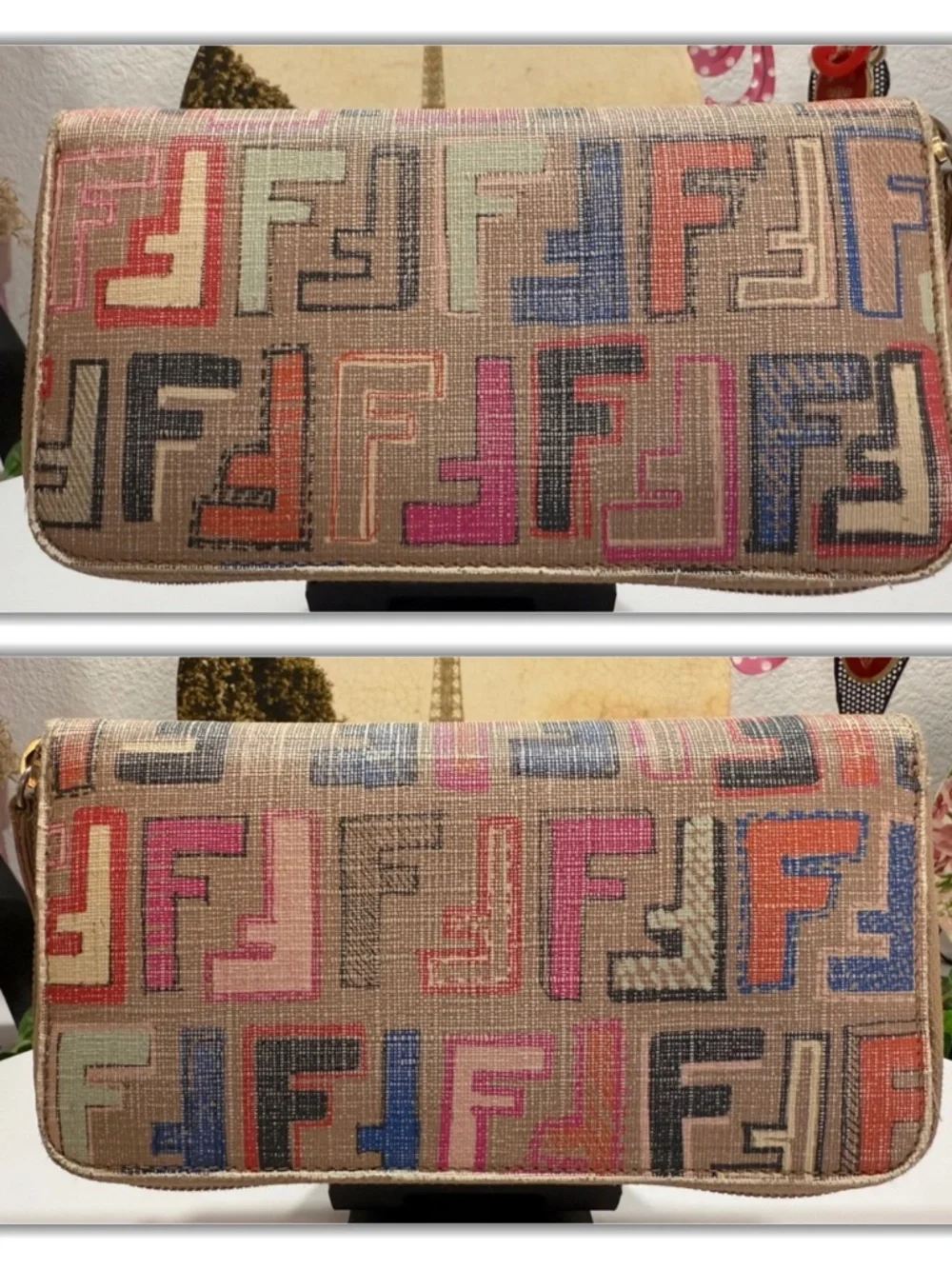 ALLURING FENDI FF LIMITED EDITION ZUCCA MULTI-COLOR ZIP AROUND WALLET!